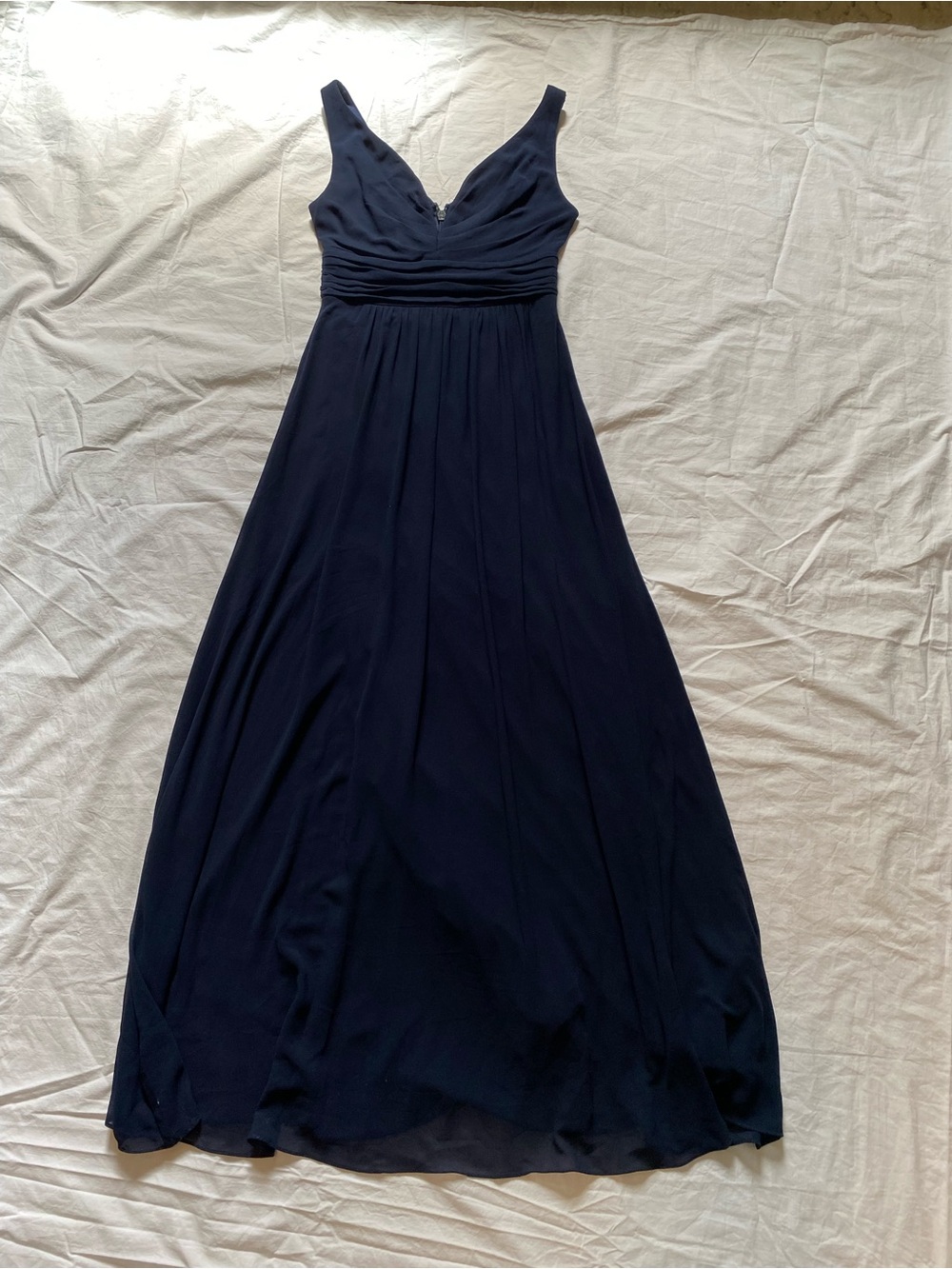 Lulu's Navy V-Neck Ruched Empire Maxi Dress